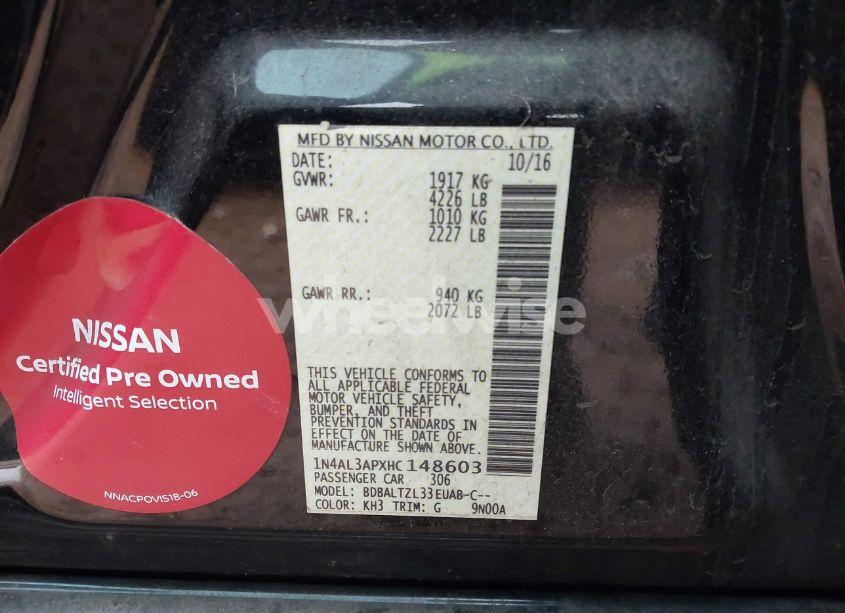 Photo 9 of 2017 Nissan Altima 2.5 SL (VIN 1N4AL3APXHC148603)