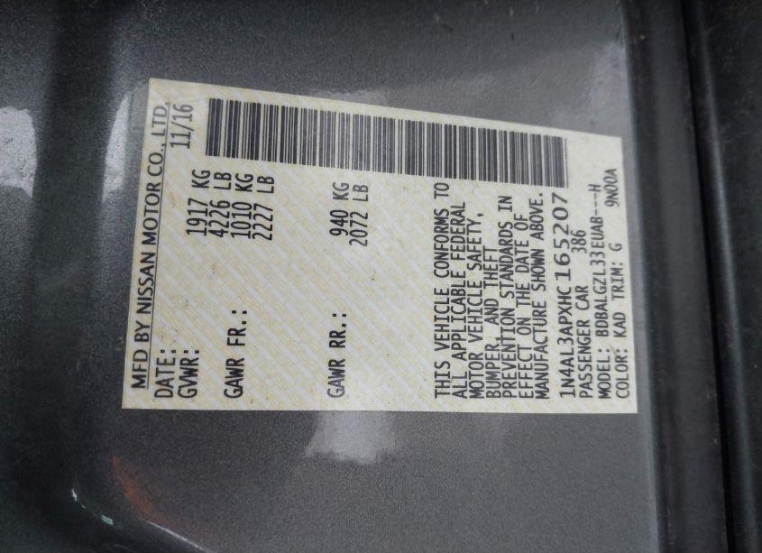 Photo 8 of 2017 Nissan Altima 2.5 S (VIN 1N4AL3APXHC165207)