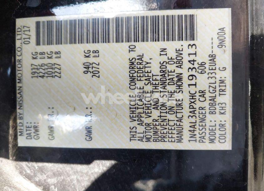 Photo 9 of 2017 Nissan Altima 2.5 S (VIN 1N4AL3APXHC193413)