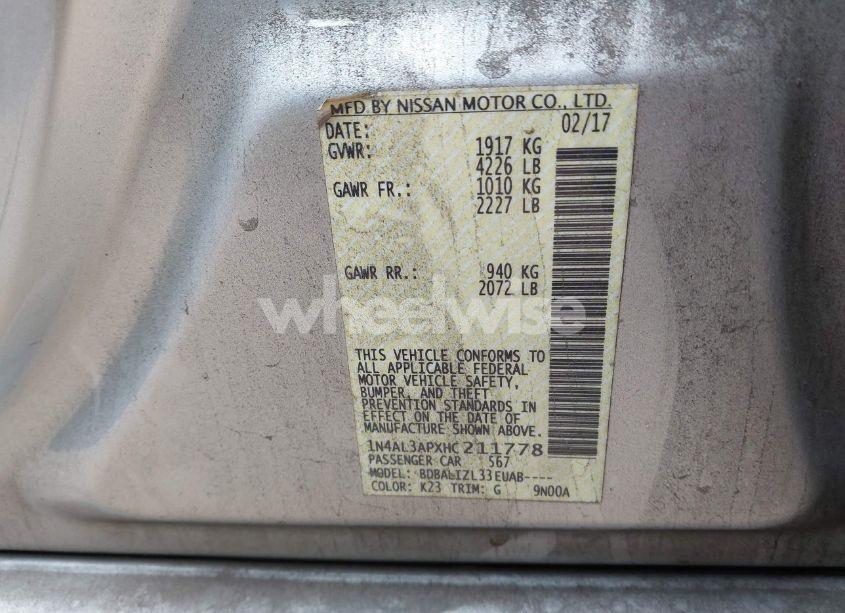 Photo 9 of 2017 Nissan Altima 2.5 SV (VIN 1N4AL3APXHC211778)