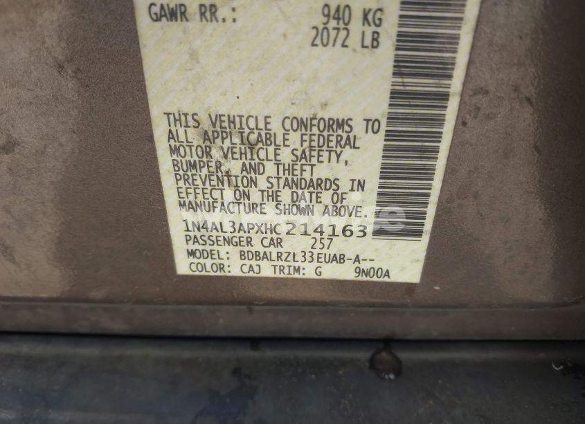 Photo 9 of 2017 Nissan Altima 2.5 SL (VIN 1N4AL3APXHC214163)