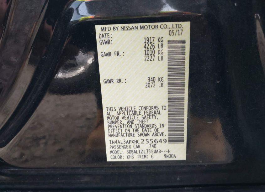 Photo 9 of 2017 Nissan Altima 2.5 SV (VIN 1N4AL3APXHC255649)