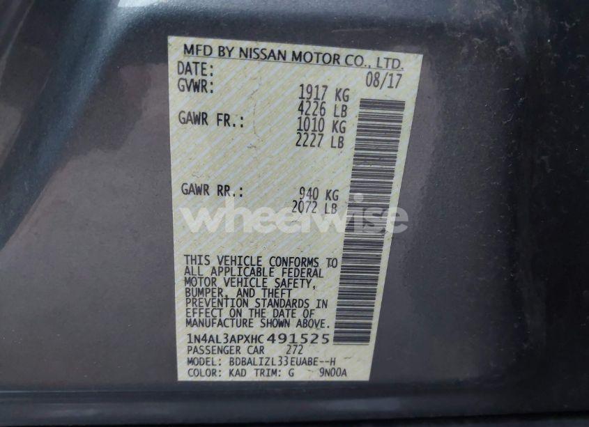 Photo 9 of 2017 Nissan Altima 2.5 SV (VIN 1N4AL3APXHC491525)