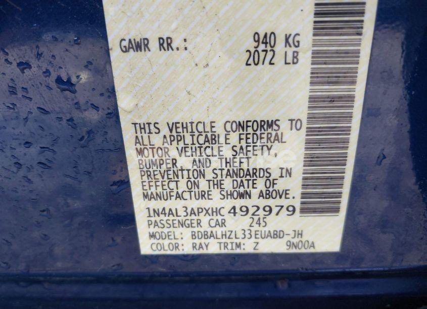 Photo 9 of 2017 Nissan Altima 2.5 SR (VIN 1N4AL3APXHC492979)