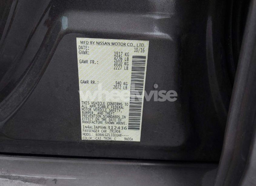 Photo 9 of 2017 Nissan Altima 2.5 S (VIN 1N4AL3APXHN312436)