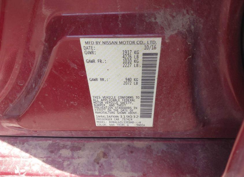 Photo 9 of 2017 Nissan Altima 2.5 S (VIN 1N4AL3APXHN319032)