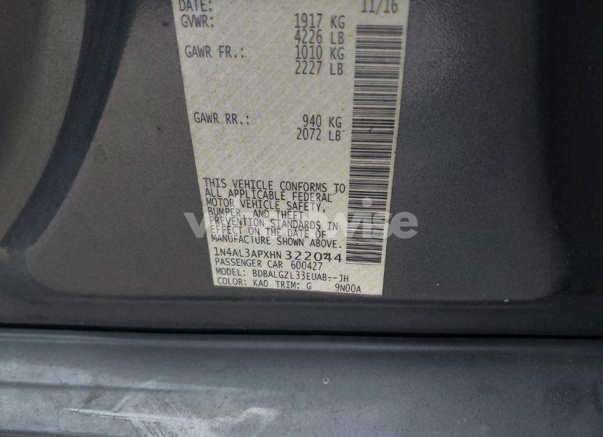 Photo 9 of 2017 Nissan Altima 2.5 S (VIN 1N4AL3APXHN322044)