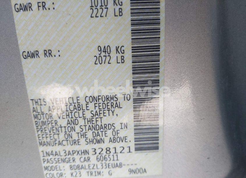 Photo 9 of 2017 Nissan Altima 2.5 S (VIN 1N4AL3APXHN328121)