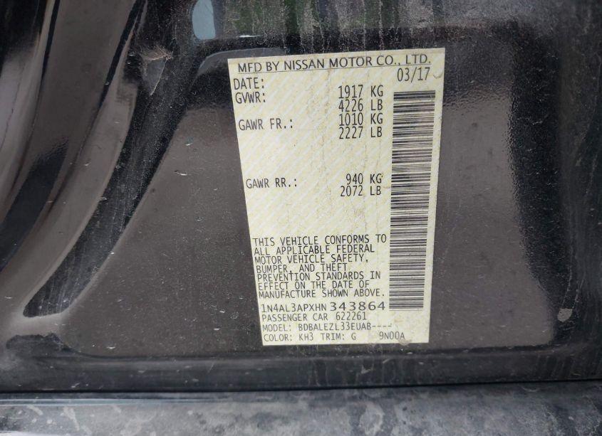 Photo 9 of 2017 Nissan Altima 2.5 S (VIN 1N4AL3APXHN343864)