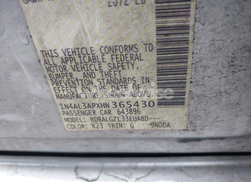 Photo 9 of 2017 Nissan Altima 2.5 S (VIN 1N4AL3APXHN365430)