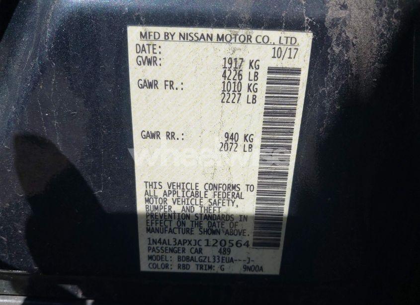 Photo 9 of 2018 Nissan Altima 2.5 S (VIN 1N4AL3APXJC120564)