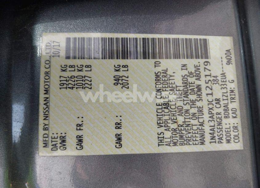 Photo 9 of 2018 Nissan Altima 2.5 SV (VIN 1N4AL3APXJC125179)