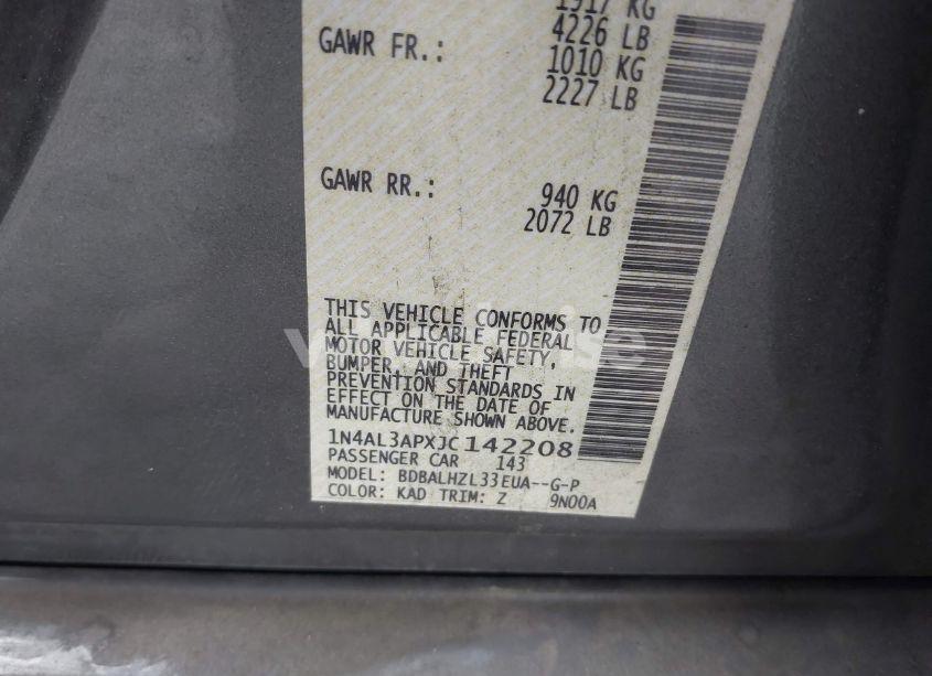 Photo 9 of 2018 Nissan Altima 2.5 SR (VIN 1N4AL3APXJC142208)