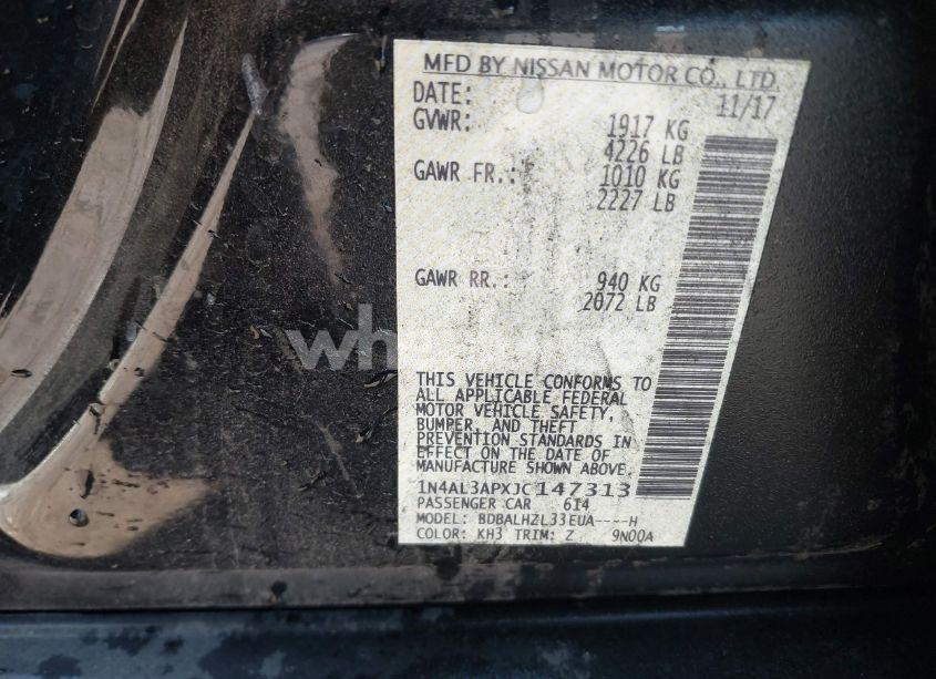 Photo 9 of 2018 Nissan Altima 2.5 SR (VIN 1N4AL3APXJC147313)