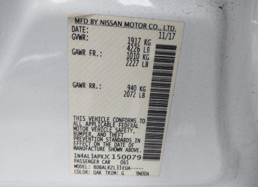 Photo 9 of 2018 Nissan Altima 2.5 SL (VIN 1N4AL3APXJC150079)