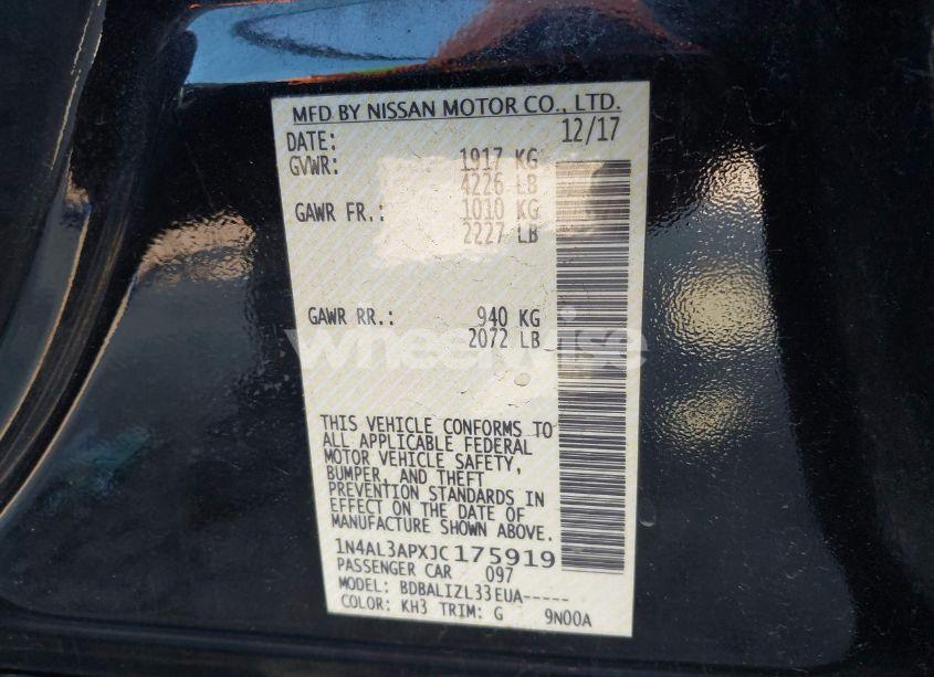 Photo 9 of 2018 Nissan Altima 2.5 SV (VIN 1N4AL3APXJC175919)