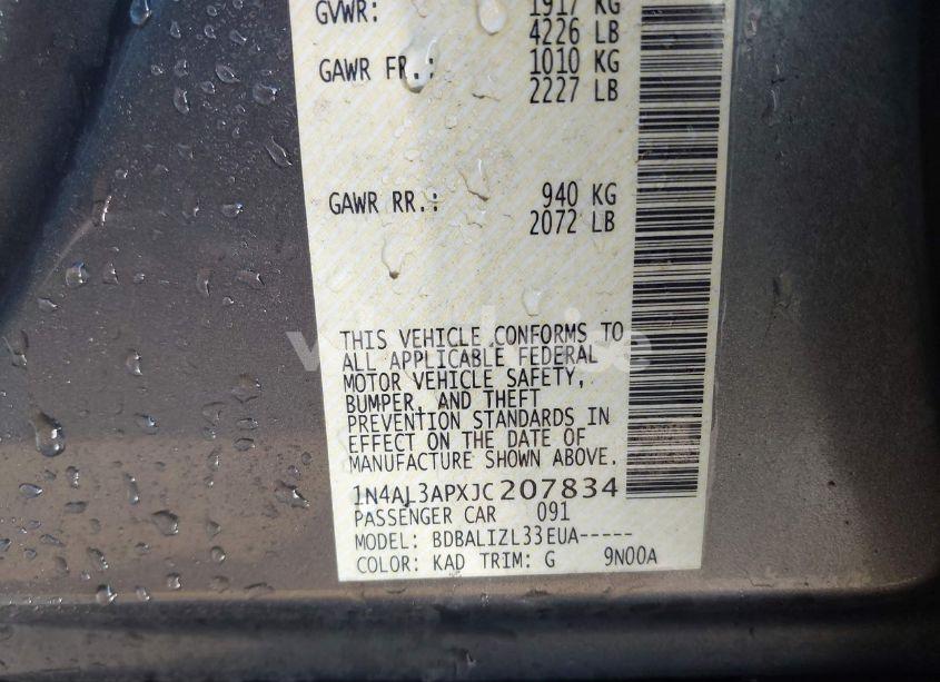 Photo 9 of 2018 Nissan Altima 2.5 SV (VIN 1N4AL3APXJC207834)