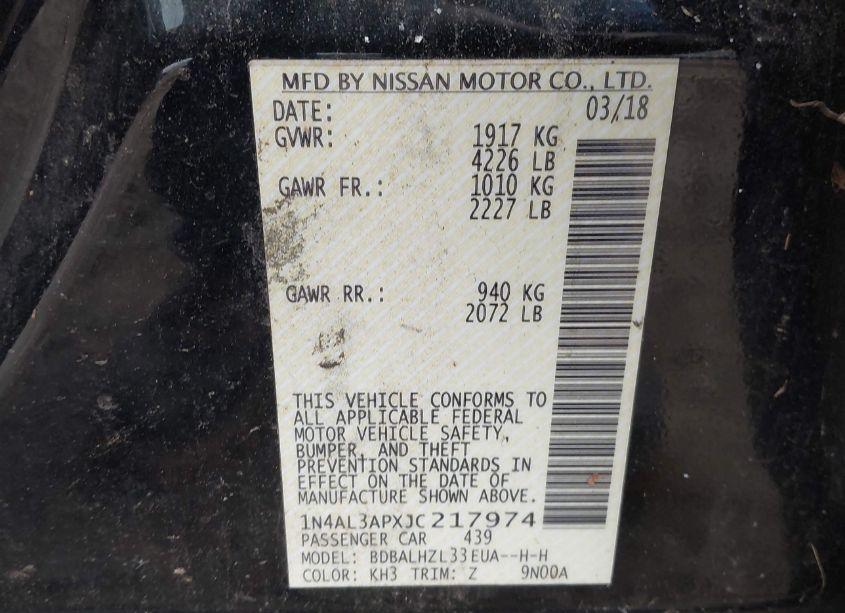 Photo 9 of 2018 Nissan Altima 2.5 SR (VIN 1N4AL3APXJC217974)