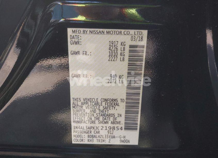 Photo 9 of 2018 Nissan Altima 2.5 SR (VIN 1N4AL3APXJC219854)