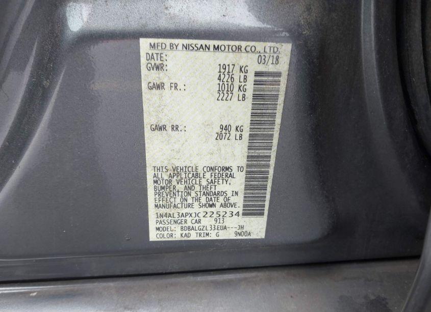 Photo 9 of 2018 Nissan Altima 2.5 S (VIN 1N4AL3APXJC225234)