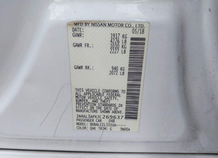 Photo 9 of 2018 Nissan Altima 2.5 SV (VIN 1N4AL3APXJC269637)