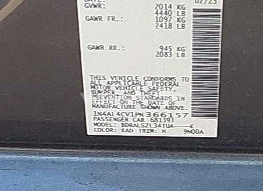 Photo 9 of 2023 Nissan Altima SR VC-TURBO FWD (VIN 1N4AL4CV1PN366157)