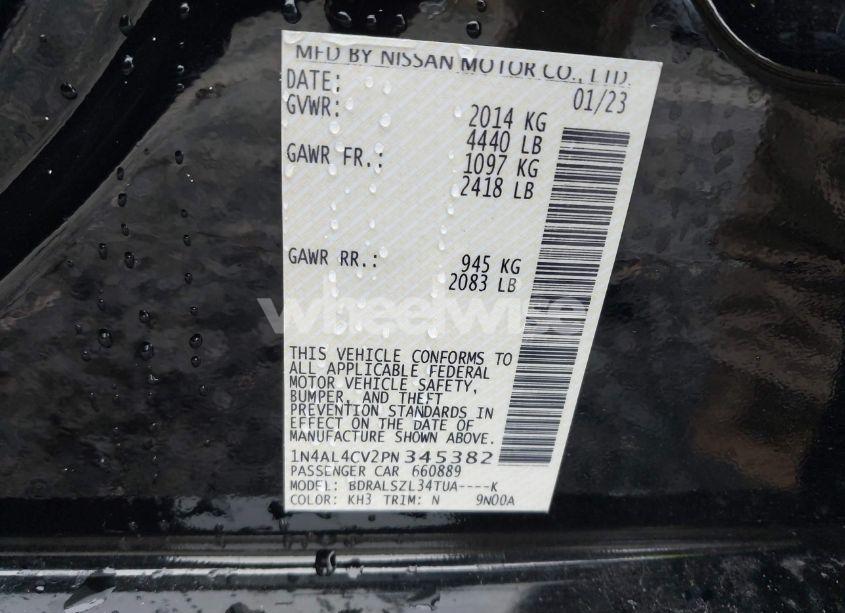 Photo 9 of 2023 Nissan Altima SR VC-TURBO FWD (VIN 1N4AL4CV2PN345382)