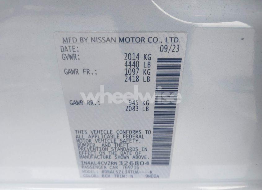 Photo 9 of 2024 Nissan Altima SR VC-TURBO FWD (VIN 1N4AL4CV2RN326804)