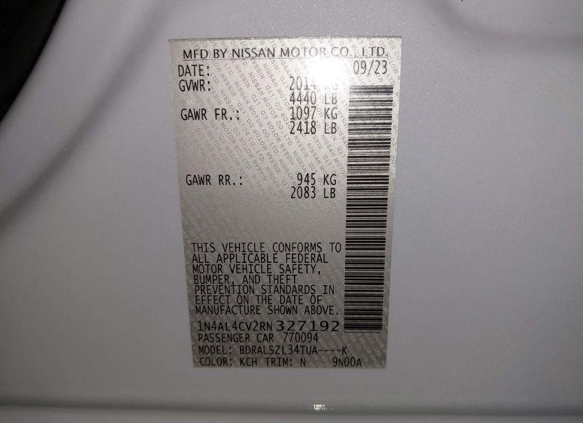 Photo 9 of 2024 Nissan Altima SR VC-TURBO FWD (VIN 1N4AL4CV2RN327192)