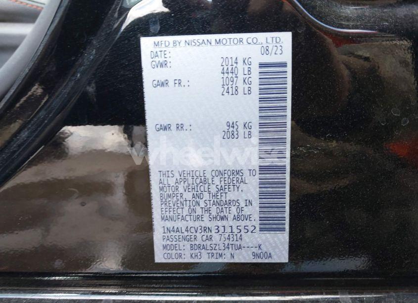 Photo 9 of 2024 Nissan Altima 2.0 SR (VIN 1N4AL4CV3RN311552)