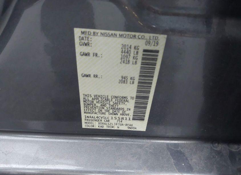 Photo 9 of 2020 Nissan Altima SR VC-TURBO FWD (VIN 1N4AL4CV5LC155811)