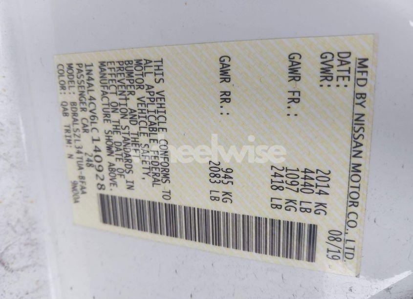 Photo 9 of 2020 Nissan Altima SR VC-TURBO FWD (VIN 1N4AL4CV6LC140928)