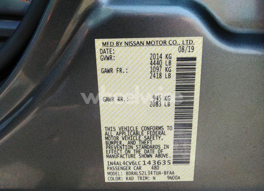 Photo 9 of 2020 Nissan Altima SR VC-TURBO FWD (VIN 1N4AL4CV6LC143635)