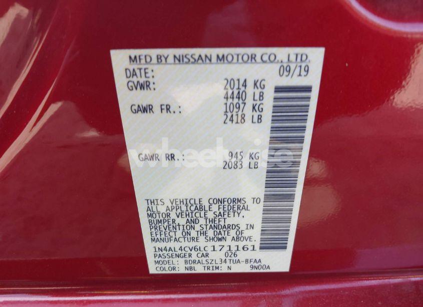 Photo 9 of 2020 Nissan Altima SR VC-TURBO FWD (VIN 1N4AL4CV6LC171161)