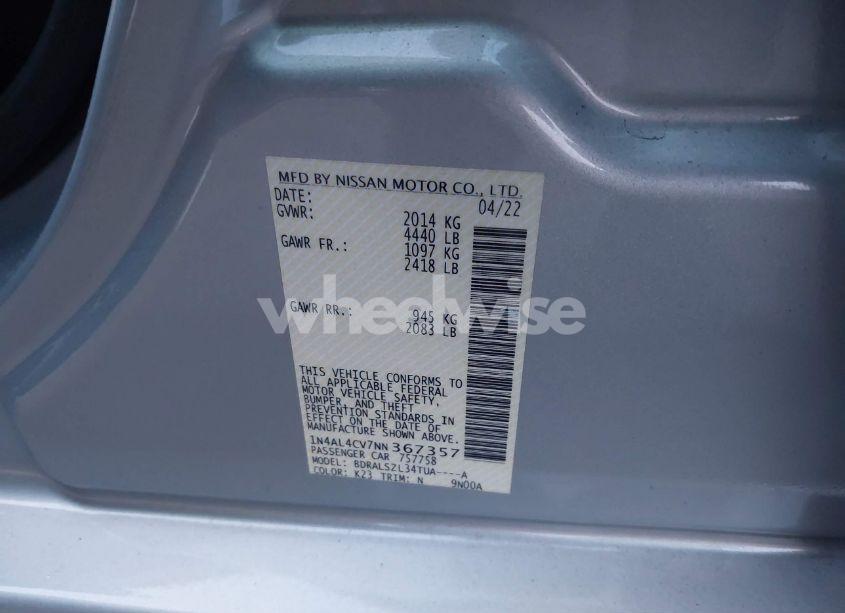 Photo 9 of 2022 Nissan Altima SR VC-TURBO FWD (VIN 1N4AL4CV7NN367357)