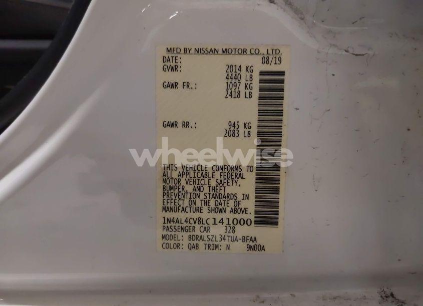 Photo 9 of 2020 Nissan Altima SR VC-TURBO FWD (VIN 1N4AL4CV8LC141000)