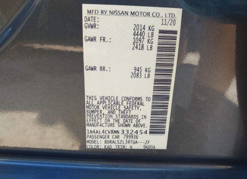 Photo 9 of 2021 Nissan Altima SR VC-TURBO FWD (VIN 1N4AL4CV8MN332454)