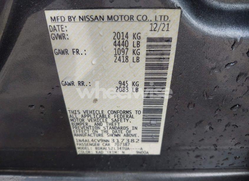 Photo 9 of 2022 Nissan Altima SR VC-TURBO FWD (VIN 1N4AL4CV9NN317382)