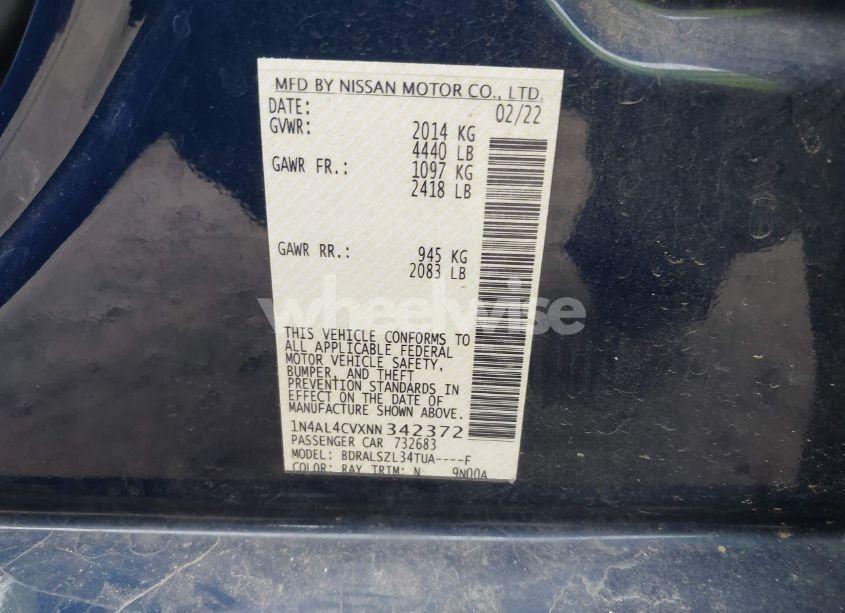 Photo 9 of 2022 Nissan Altima SR VC-TURBO FWD (VIN 1N4AL4CVXNN342372)