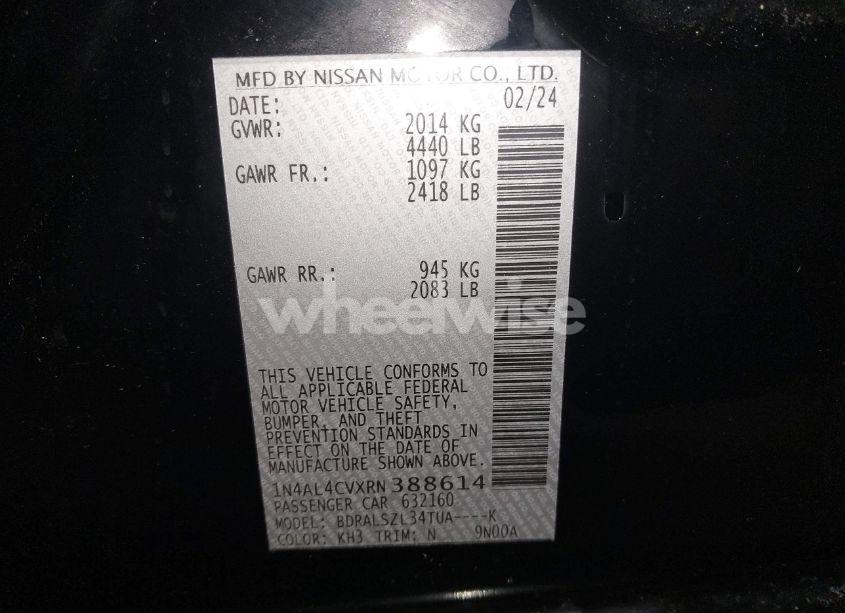 Photo 9 of 2024 Nissan Altima 2.0 SR (VIN 1N4AL4CVXRN388614)