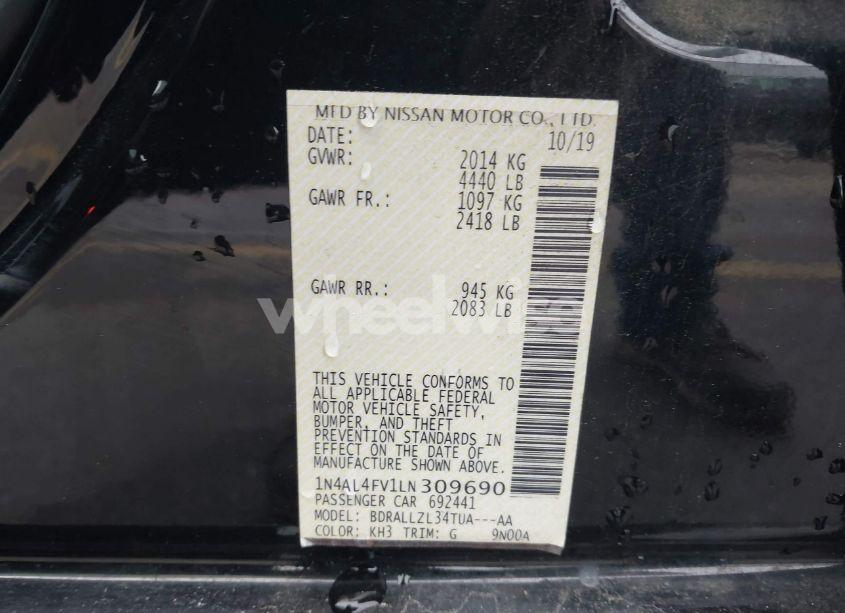 Photo 9 of 2020 Nissan Altima PLATINUM VC-TURBO FWD (VIN 1N4AL4FV1LN309690)