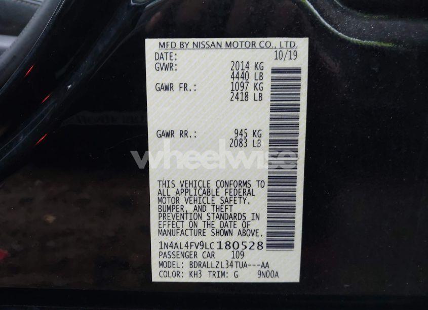 Photo 9 of 2020 Nissan Altima PLATINUM VC-TURBO FWD (VIN 1N4AL4FV9LC180528)