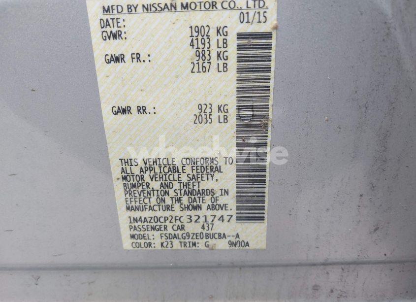 Photo 9 of 2015 Nissan Leaf SL (VIN 1N4AZ0CP2FC321747)