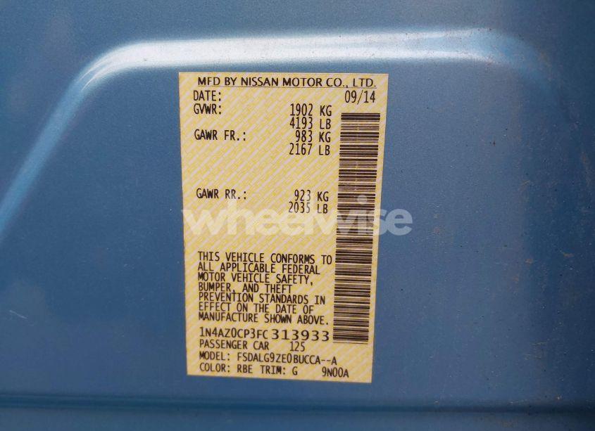 Photo 9 of 2015 Nissan Leaf SL (VIN 1N4AZ0CP3FC313933)