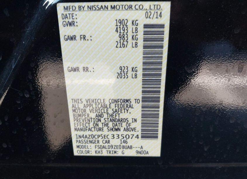 Photo 9 of 2014 Nissan Leaf SV (VIN 1N4AZ0CP5EC335074)
