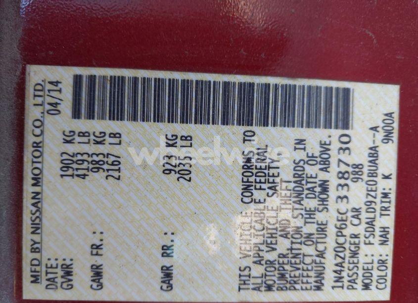 Photo 9 of 2014 Nissan Leaf SV (VIN 1N4AZ0CP6EC338730)