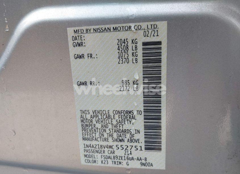 Photo 9 of 2021 Nissan Leaf S 40 KWH (VIN 1N4AZ1BV4MC552751)