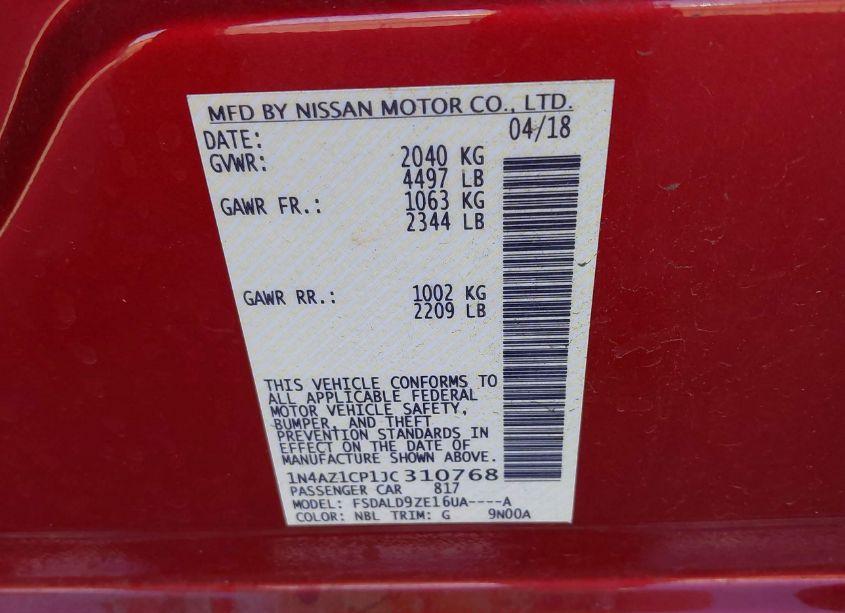 Photo 9 of 2018 Nissan Leaf SV (VIN 1N4AZ1CP1JC310768)