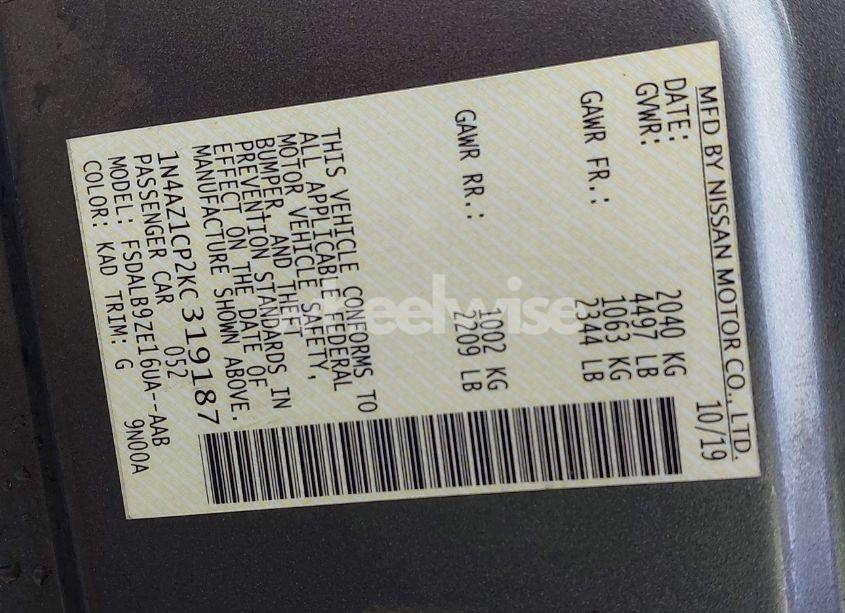 Photo 9 of 2019 Nissan Leaf S (VIN 1N4AZ1CP2KC319187)