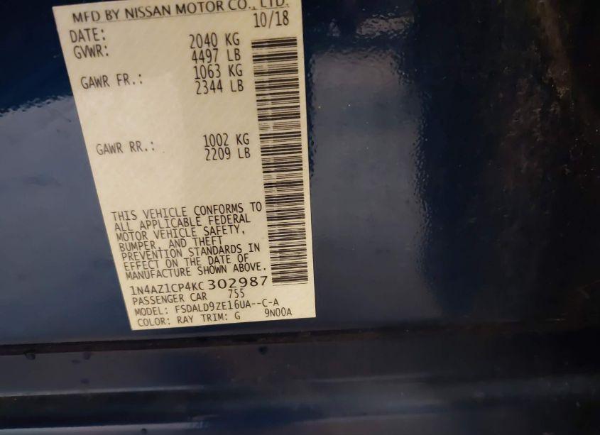 Photo 9 of 2019 Nissan Leaf SV (VIN 1N4AZ1CP4KC302987)